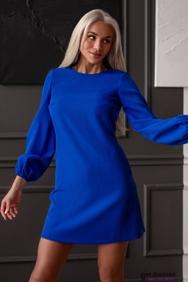 Sinine kahtepidi kantav a-lõikeline kleit
